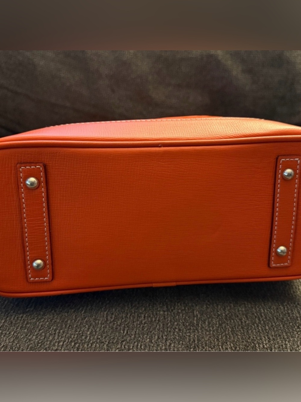 Dooney & Bourke Embossed Orange Leather Tote with Luggage Tag - Picture 3 of 12